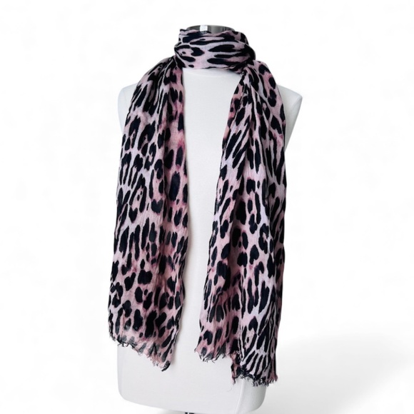 Vintage Leopard Print Scarf in Pink and Black - Picture 1 of 11
